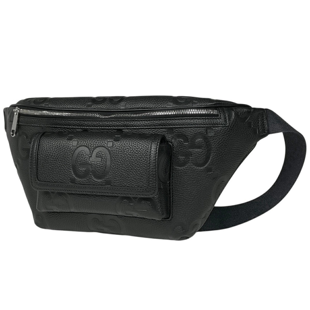 Gucci Jumbo GG Belt Bag Waist Pouch Clutch Body Leather Black